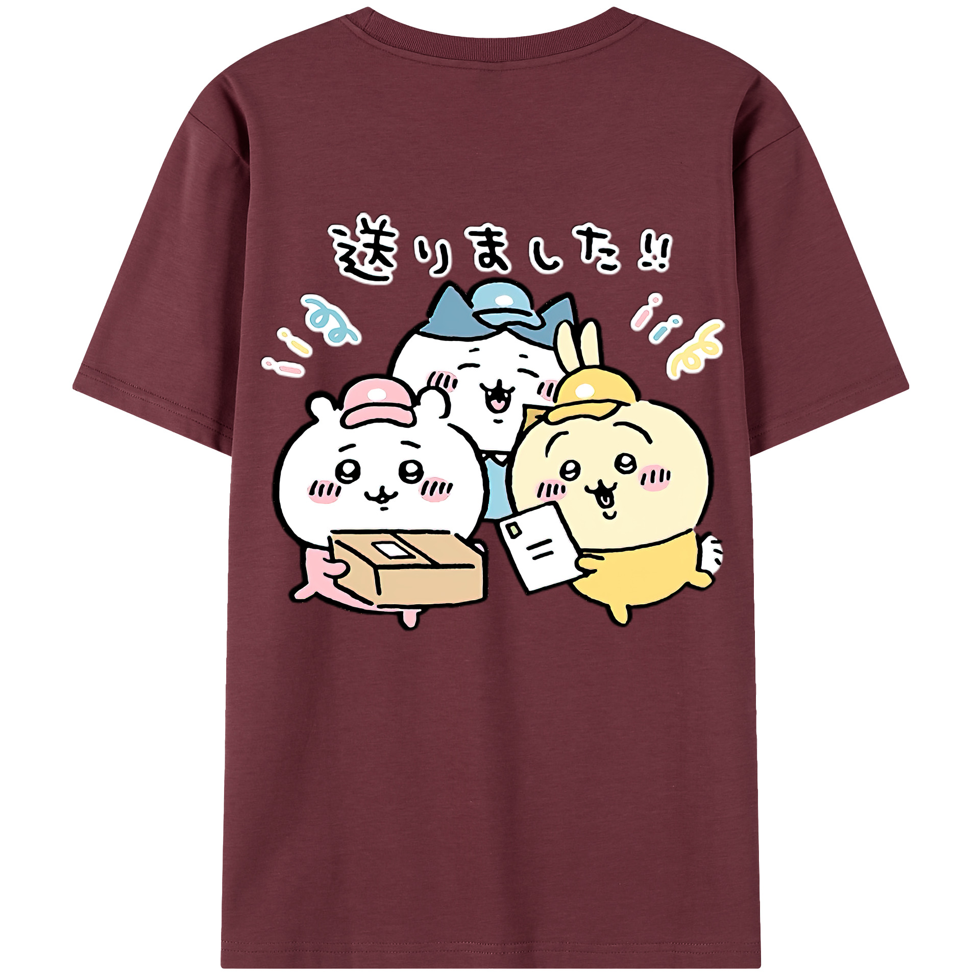 （画像用） ちいかわ ハチワレ Chii-kawa hachiware 綿100％半袖Tシャツ（背面プリント）